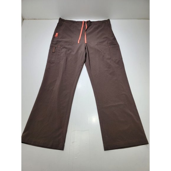 Carhartt Brown Elastic Drawstring Waist Multi Pocket Scrub Pants Womens Size XL - Picture 1 of 7